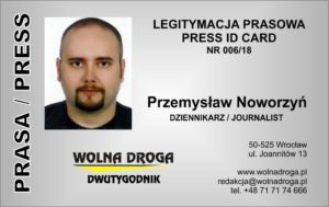 Przemysław Noworzyń - legitymacja prasowa